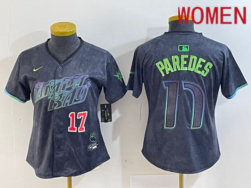 Women Tampa Bay Rays #17 Paredes Black City Edition Nike 2024 MLB Jersey style 2